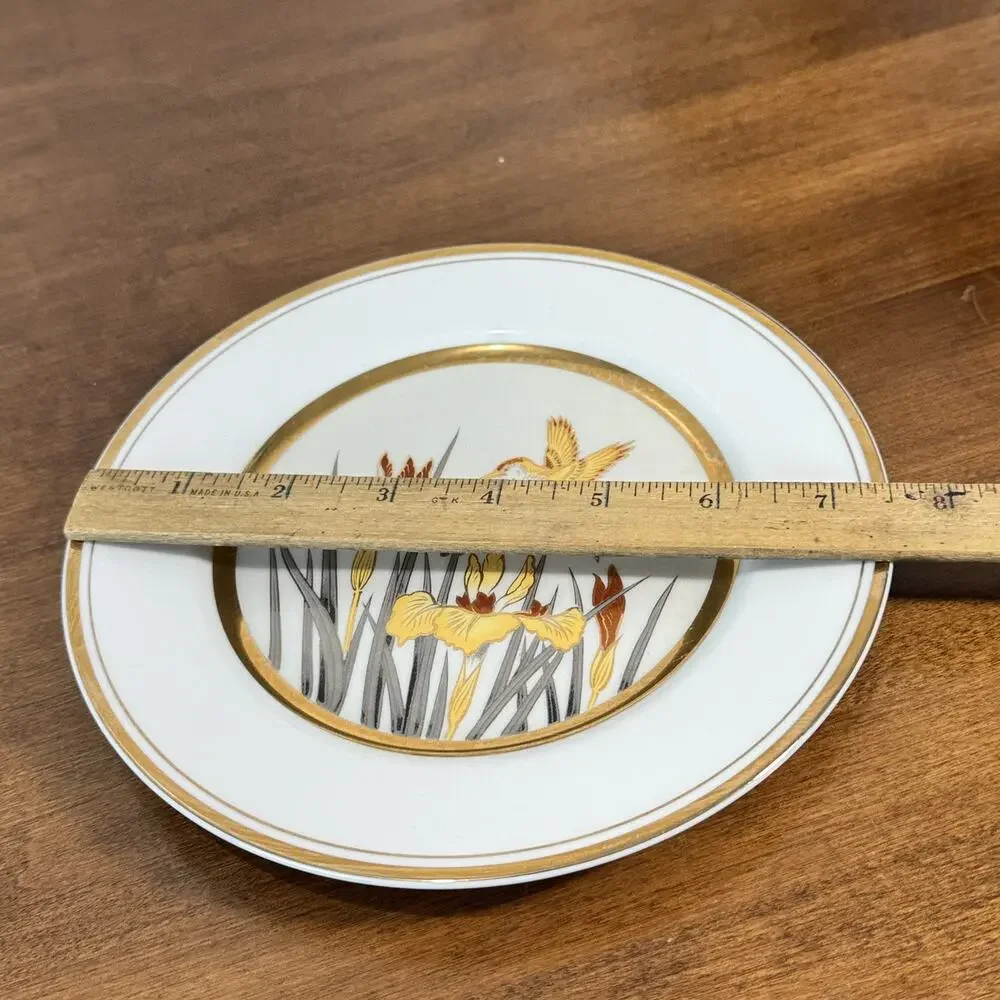 Vintage Japan Collector Plate Hummingbird Iris Flowers Gold Trim Decorative Dish